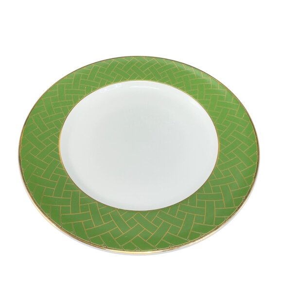 Williams Sonoma Garden Lattice Green Rim 8inch Plate Dish Set 2 New With Sticker - Picture 2 of 16
